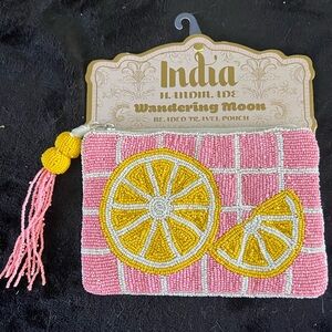 NWT Wandering Moon Handmade Beaded Lemon Slice Travel Pouch